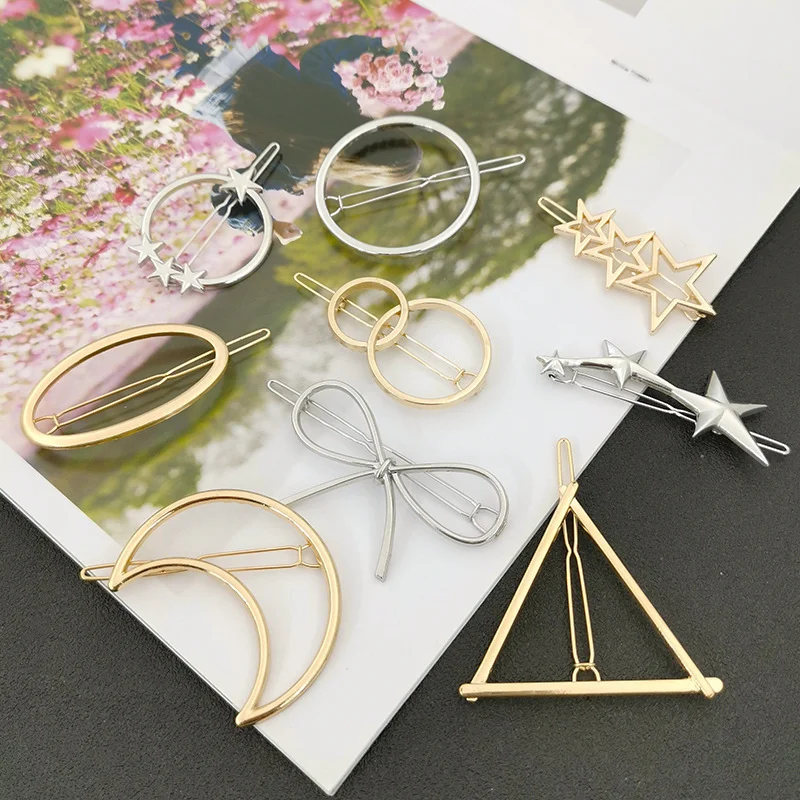 

Fashion New Crescent Moon Hair Clip Tassels Hexagon Prism Charming Hairpins Crystal Hair Clips Hair Pins Styling Tools Gifts