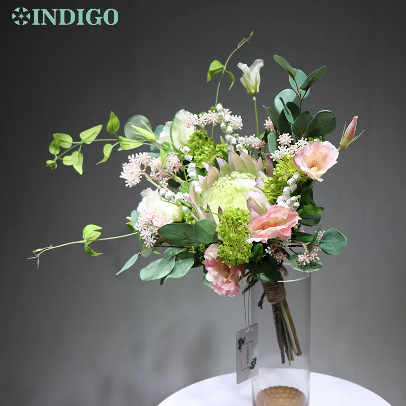 1 Bouquet Flower Индиго-светильник, фиолетовый протеа, цинароиды, букет, искусственный цветок, Свадебный букет невесты, ручной букет, вечерние цветы - Цвет: 1 Bouquet Flower