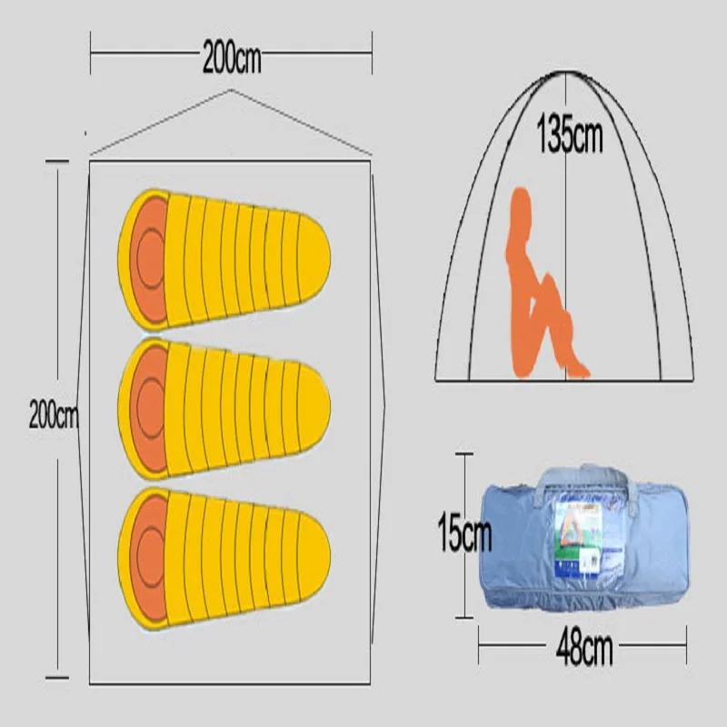 двойным слоем rainproof туристический поход промысел гриль (пешие прогулки тент