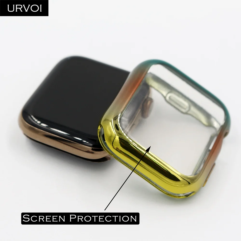 Чехол URVOI для Apple Watch series 5 4 3 2 мягкая ТПУ Рамка с полным покрытием и градиентными