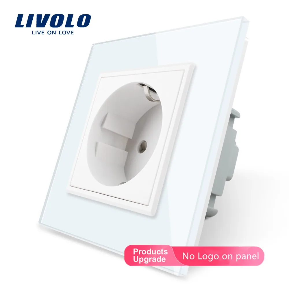 

Livolo EU Standard Power Socket, White Crystal Glass Panel, AC 110~250V 16A Wall Waterproof Power Socket, VL-C7C1EU-11