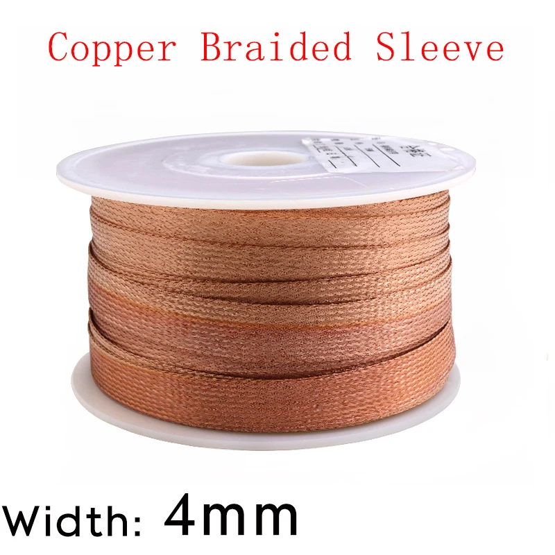 

Width 4mm Copper Braided Cable Sleeve Audio Line Signal Shield Anti Interference Wire Wrap Metal Sheath