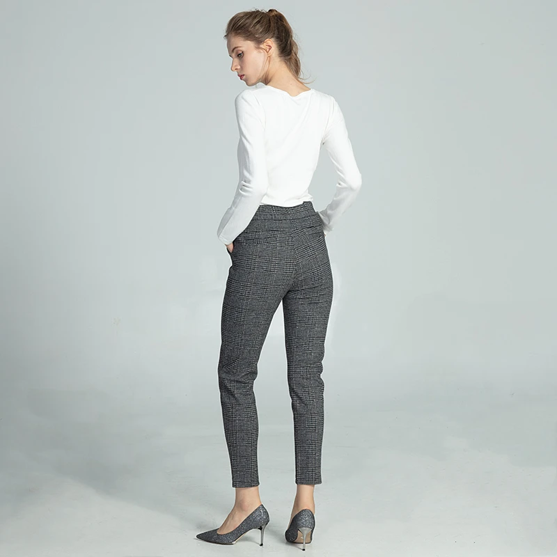 Marwin зимние плотные клетчатые штаны с манжетами в тонкую полоску штаны-колышки