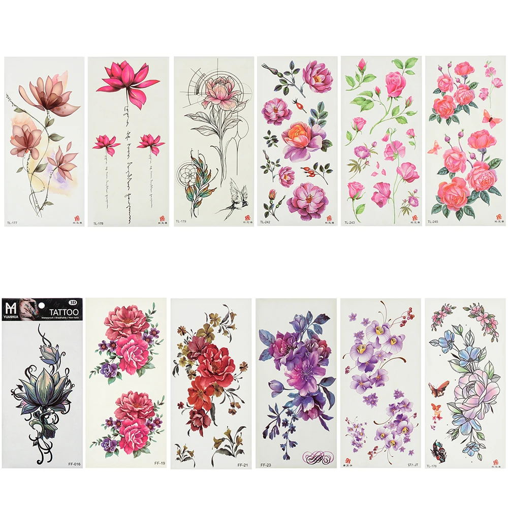 Реалистичная водостойкая временная татуировка с цветком розы 1 шт.|arm shoulder|tattoo