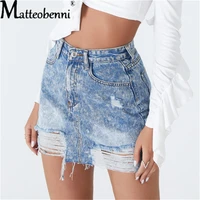 sexy high waist buttocks jean skirts women summer casual short skirt new 2021 ripped tassel all match ladies denim short skirt
