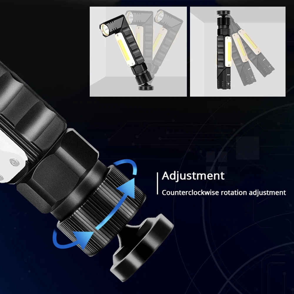 Многофункциональный светодиодный фонарик 5 Режим освещения USB перезаряжаемая Рабочая лампа Регулируемая лампа передние и задние сильные Магнитный факел