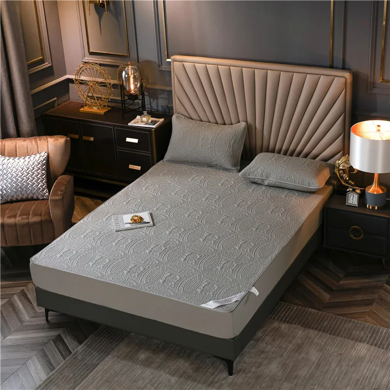 

100% Cotton Solid Color Quilted Embossed Waterproof Mattress Protector Cover for Mattress Mattress cover 160X200X25cm