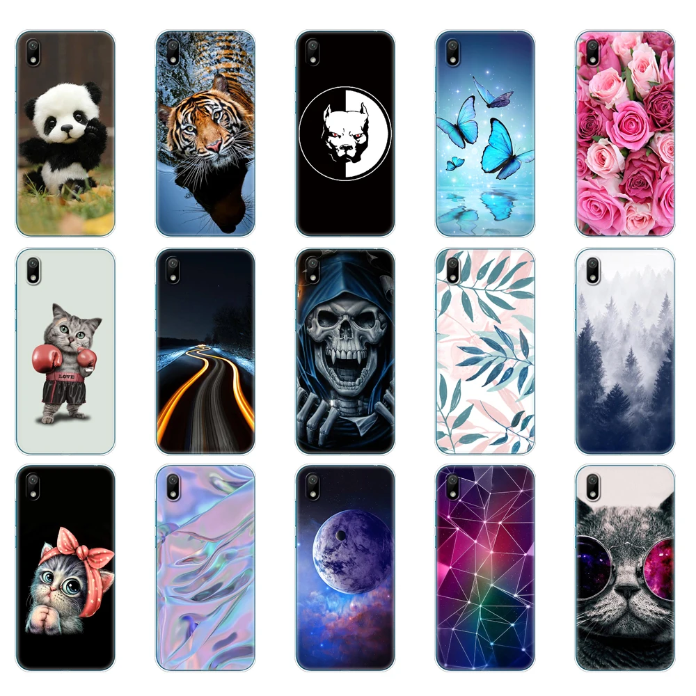 For Huawei y5 2019 Case bumper Silicon TPU back Soft Phone Cover For HuaweiY5 Y 5 2019 coque bumper 5.71 inch Panda tiger cat