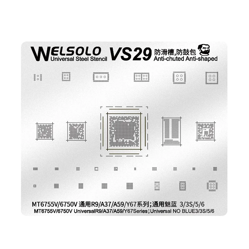 Mechanic VS29 BGA Reballing Stencil for OPPO R9 A59 A37 Y67 Meizu No Blue 3 3S 5 6 MT6755V MT6750V CPU RAM WIFI Power IC Chip