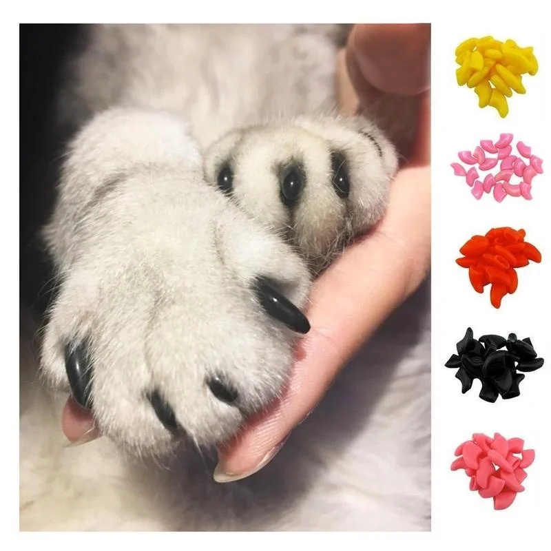 Милые 20 шт кошачьи накладки для ногтей Pet коготь колпачки лап клей защита