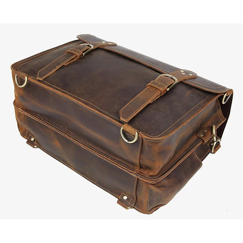 Мужской винтажный кожаный портфель crazy horse 1" PC из натуральной кожи, рюкзак для ноутбука, настоящая кожаная деловая сумка, большой туристический рюкзак