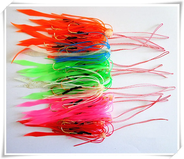 50Pcs/set Silicone Rubber Skirt Trailer Replacement for Slider Jigs Tai Kabura Octopus Madai Squid Snapper Jigging Fishing Lure
