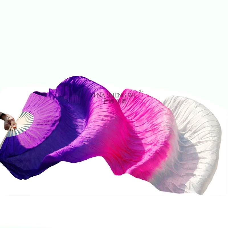 Имитация шелка танец живота вентиляторы для левой руки 1 шт. ручная работа