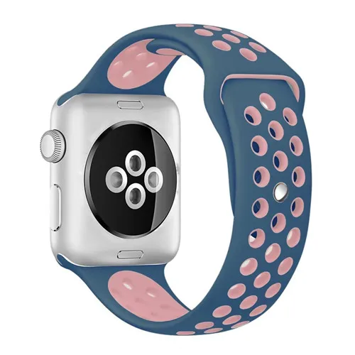 blue pink 12 Ремешок Silikon pulseira nato futr apple Uhr 4 группа 42 мм 38 мм iwatch серия 44 мм 40 мм Atmungsaktiv наручная повязка apple uhr - Цвет ремешка: blue pink 12