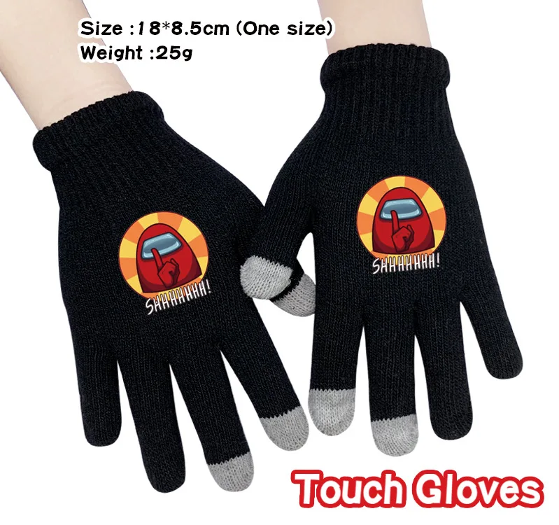 

NEW Hot Game Among Us Knitted glove Model Among Us Game Keep Warm glove gift winter gloves black gloves #2
