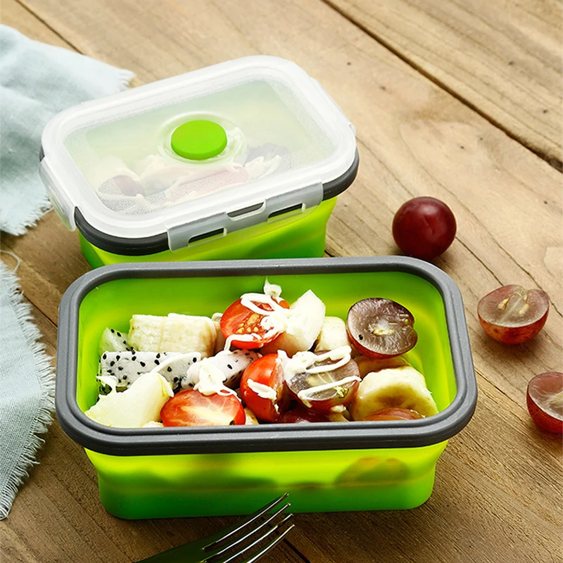 Силиконовая коробка для завтрака складная бенто складной контейнер пищевых