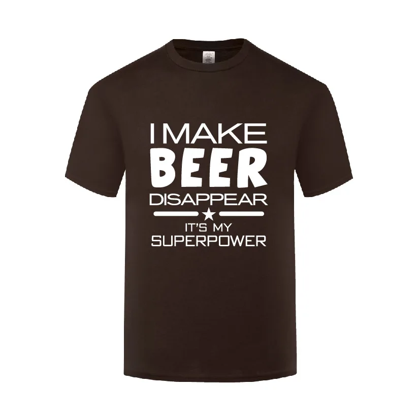 Забавная хлопковая футболка с надписью I Make Beer Disappear It's My Superpower милые мужские