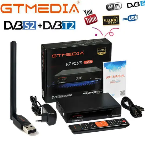 GTMEDIA V7 PLUS спутниковый ТВ приемник полный 1080P DVB-S2 DVB-T2 поддержка 1 год CCcam wifi powervu телеприставка freesat V7