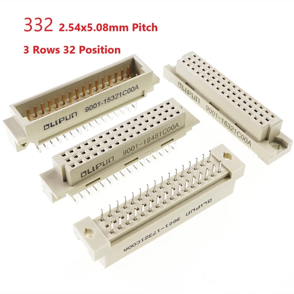 

Соединитель объединительной платы DIN 41612, 32 положения, 3 ряда, Штекерный разъем, шаг гнезда 2,54 мм, расстояние между рядами 5,08 мм, 1 шт.