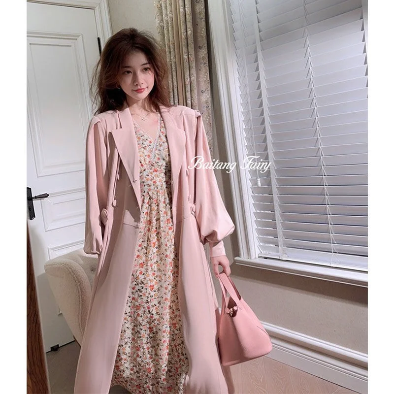 

for Females Beach Party Dress Sweet Office Lady 2021 Summer French Chiffon Fairy Dress Women Long Sleeve Floral Princess Dress