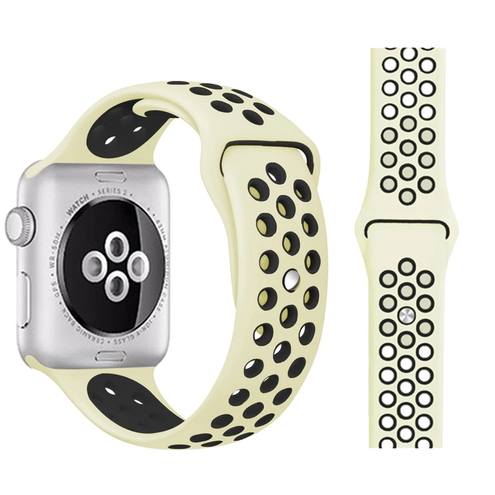 Milk yellow Ремешок для Apple Watch, мягкий силиконовый сменный Браслет серии 5, 4, ремешок для часов 44 мм, 40 мм, iwatch, ремешок серии 1, 2, 3, 38 мм, 42 мм - Цвет ремешка: Milk yellow