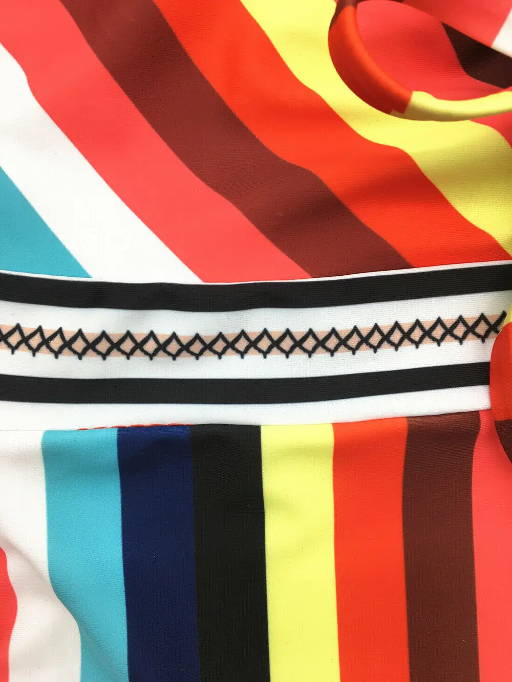 Hirigin Multi Coler Striped One Piece Swimsuit Women Swimwear 2020 New Bandage Push Up Padded Deep V Bikni Bathing Suit |