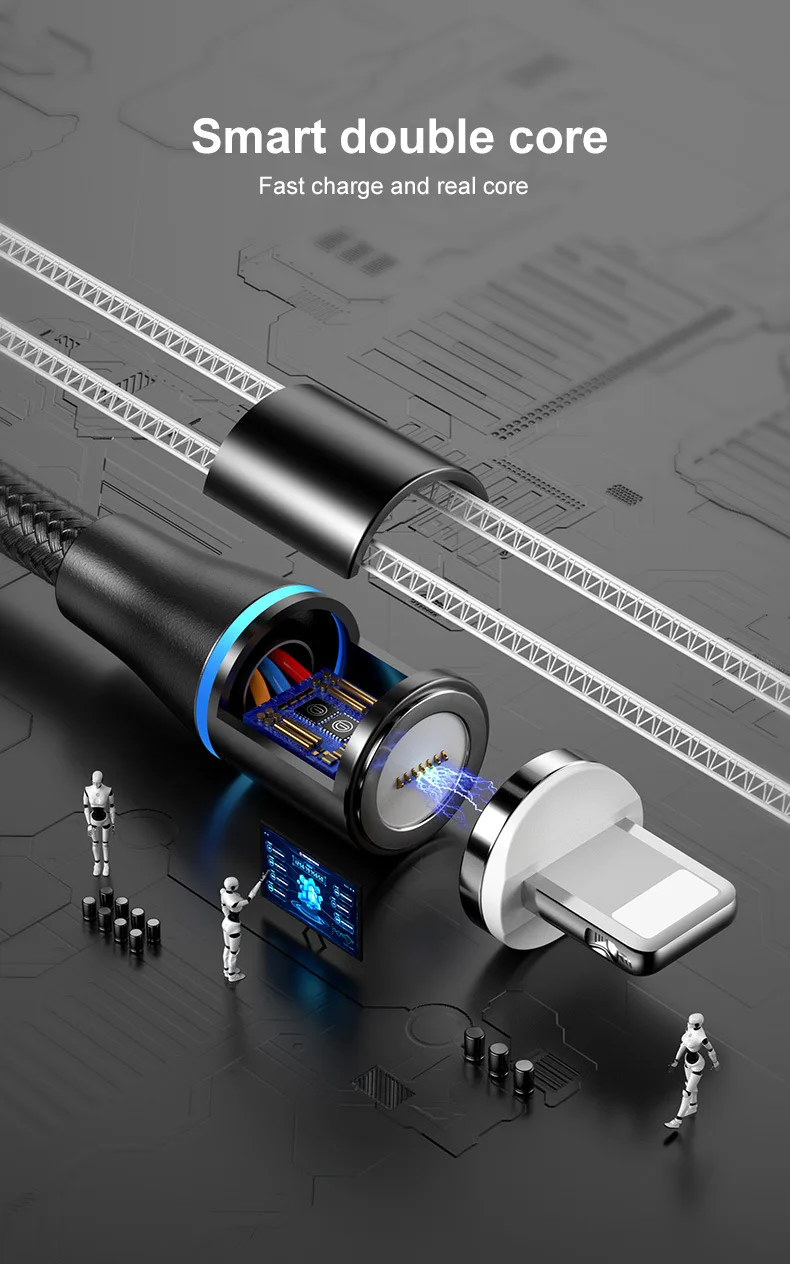 Магнитный кабель Snodesound для быстрой зарядки iPhone XR Micro Usb type-C, кабель для быстрой зарядки samsung, шнур для передачи данных