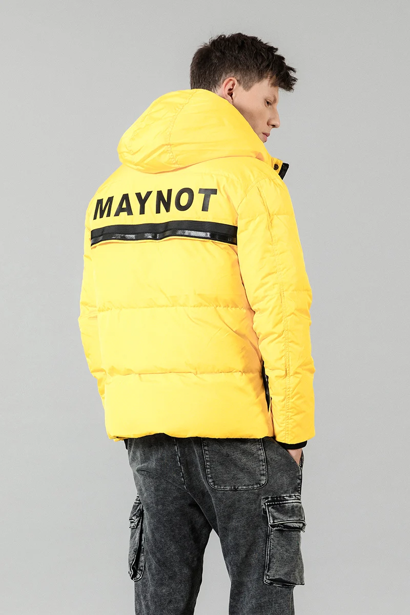 Мужская куртка на белом утином пуху SIMWOOD модная приталенная парка с надписью в