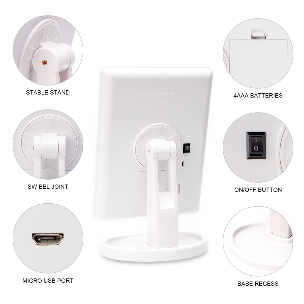 

LED Touch Screen Makeup Mirror light Table Desktop lamp with 10X Magnifying Woman Vanity lighting Bright Adjustable