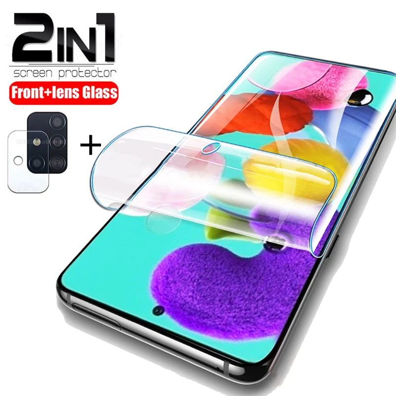 Гидрогелевая пленка 2 в 1 для Samsung A51 A71 A70 Защитная экрана A 51 71 50 70 A515F A715F A505F A705F не