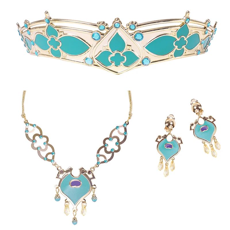 Jasmine Jewelry Set Детская одежда для девочек Принцесса Жасмин платье Лампа Аладдина Косплэй костюм детский костюм на Хеллоуин; рождественское праздничное платье для девочек Ролевые костюмы - Цвет: Jasmine Jewelry Set