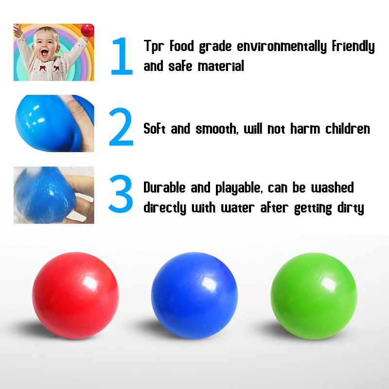 

1pc TPR Antistress Ball Sticky Target Balls Suction Stress Relief Wall Ball Decompression Toy for Adult Kid Globbles Sticky Ball