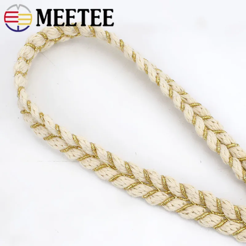 Meetee 9yards 1.5cm Cotton Braid Webbing Ribbon Twisted Rope DIY Scarf Jewelry Apparel Home Crafts Sewing Accessories Lace BD294 | Дом и сад