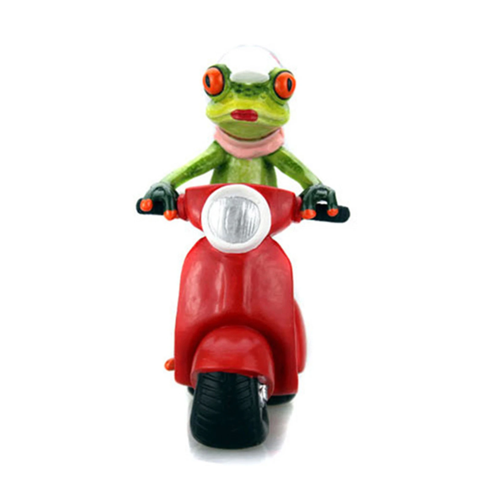 

3D Creative Decorations Green Frogs Sculpture Riding a Motorcycle Funny & Interesting Statues for Desktop Decor RERI889