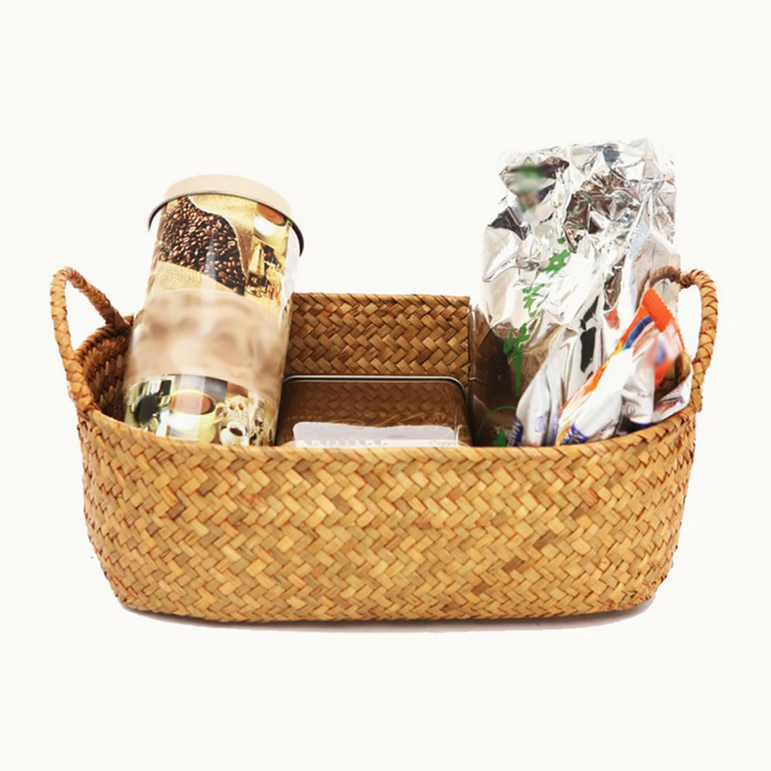 Натуральная большая плетеная корзина из морских водорослей соломы для домашнего