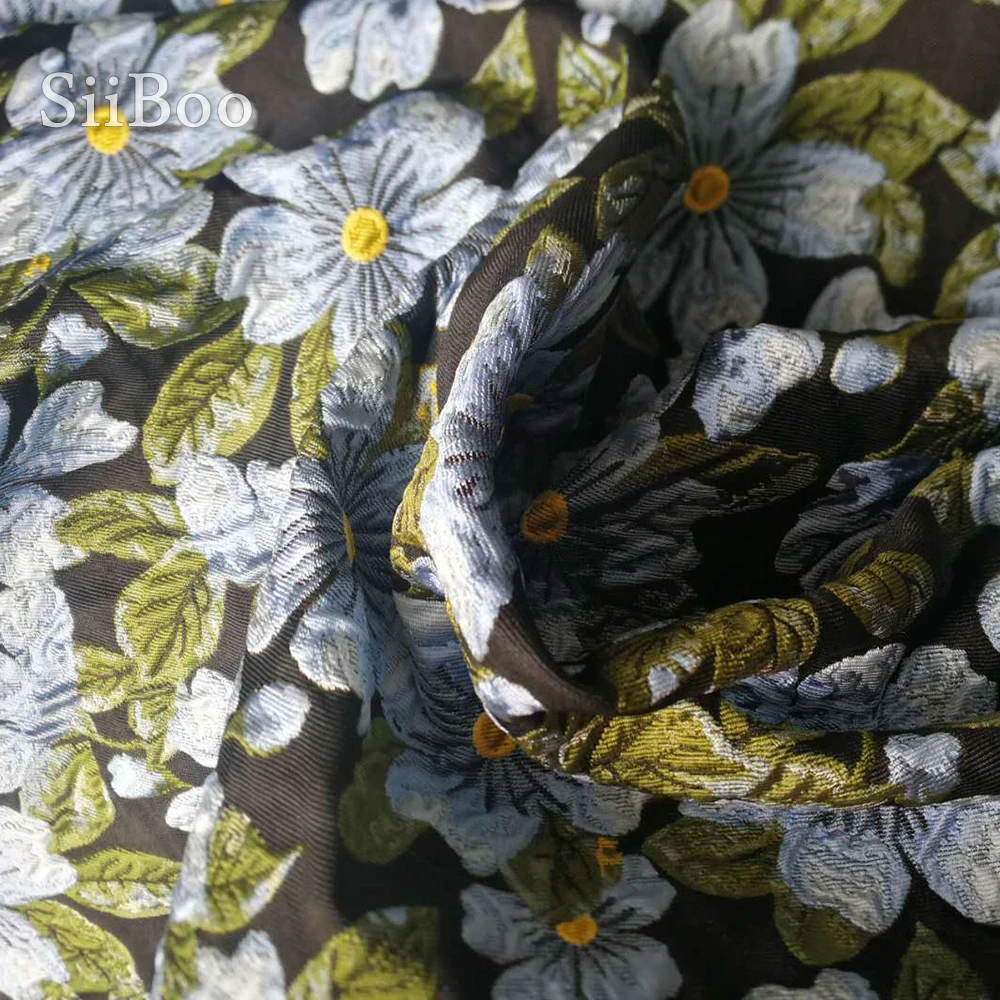 Элегантный цветочный жаккард парча ткань одежда для платья Пальто Зеленый tissu