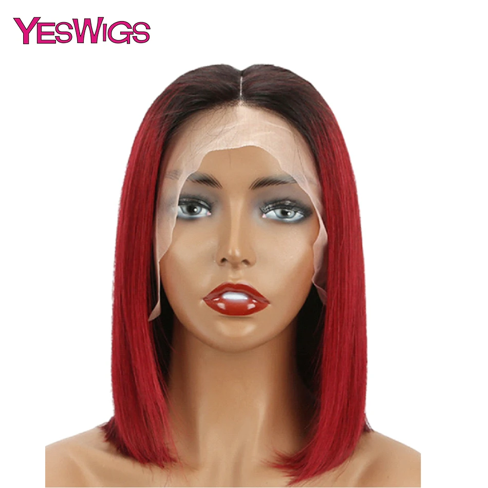 Yeswigs цветные человеческие волосы парики короткие кружевные Передние Прозрачные