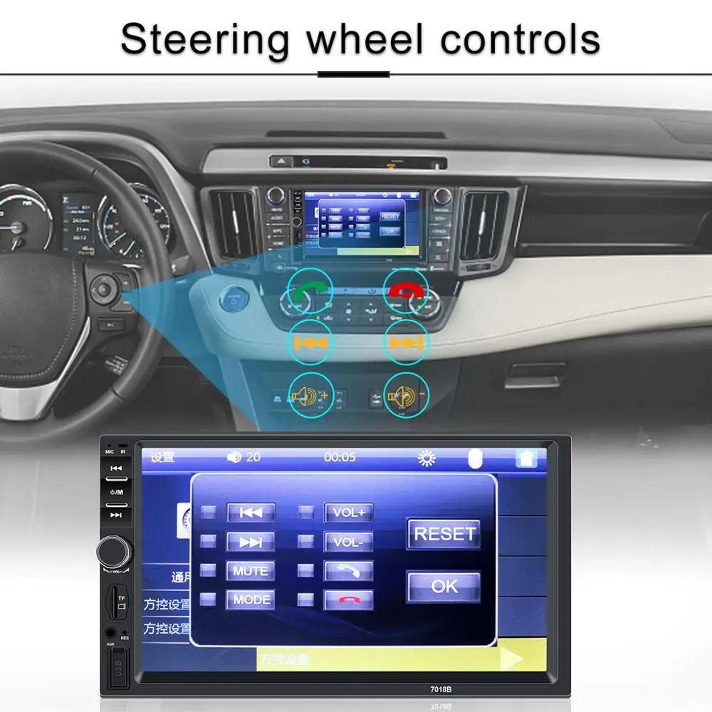 Автомагнитола HD 7018b мультимедийный плеер с 7 &quotсенсорным экраном bluetooth usb камерой