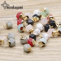 1pcs natural stone charms pendant crystal semi precious octagon charms for diy jewelry accessories