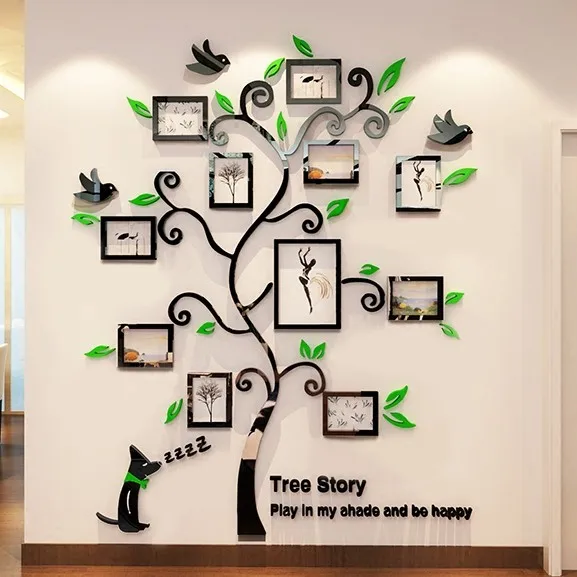 Акриловая 3D фоторамка дерево украшение комнаты Съемная DIY Искусство Декор стены