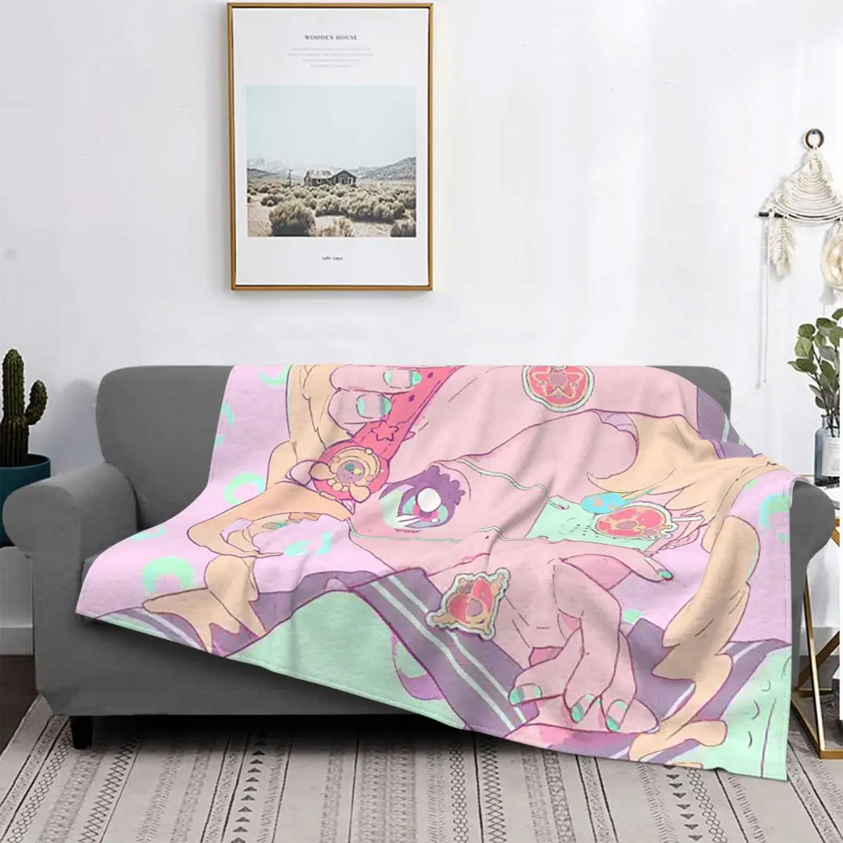 

Moon Girl Blankets Flannel Spring/Autumn Japan Anime Manga Multifunction Lightweight Throw Blanket for Bed Car Plush Thin Quilt