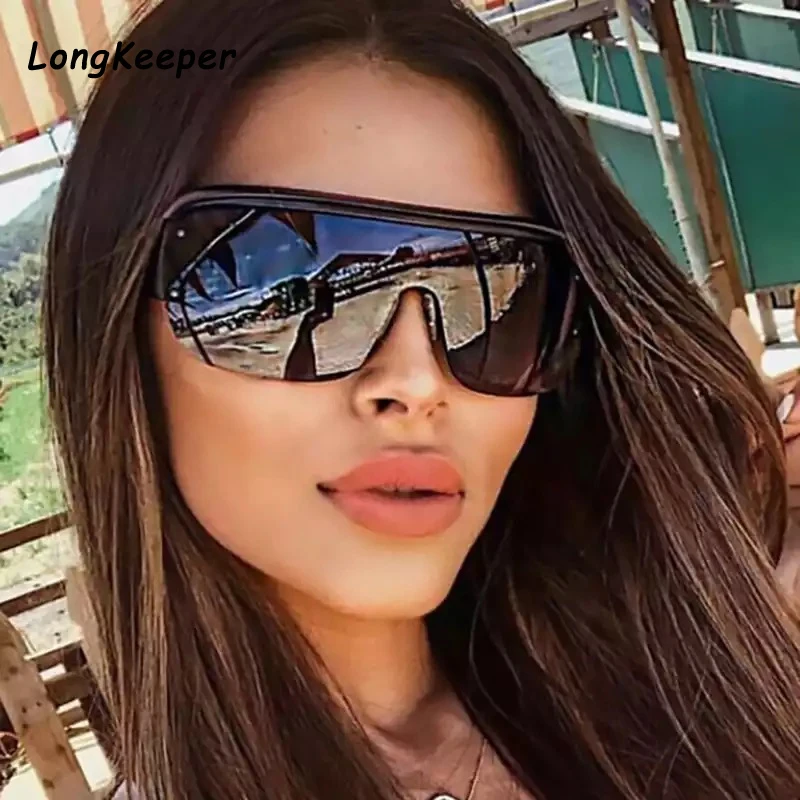 2020 тренд Полуободковые негабаритные Солнцезащитные очки женские брендовые