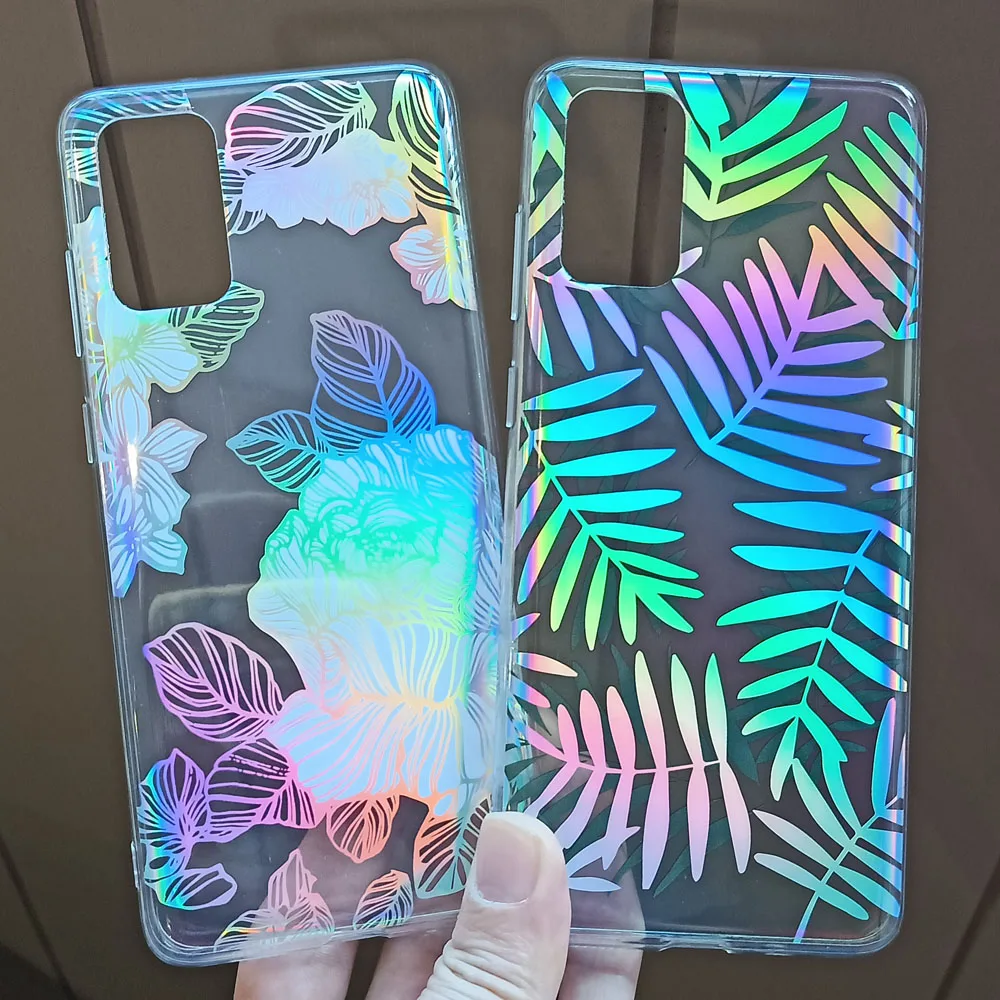 Роскошный градиентный лазерный цветочный чехол с покрытием для Samsung A01 A21 A51 A71 A81 A91