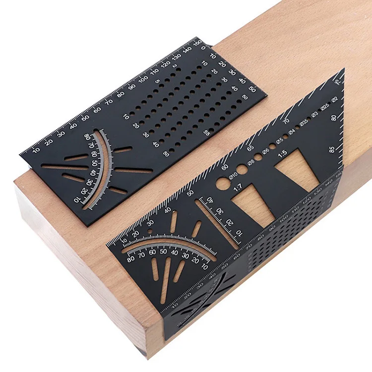 

Multifunctional Aluminum Alloy Mitre Measuring Square 45 90 Degree Angle Ruler WoodWorking Square Angle Ruler Marking Gauge Tool