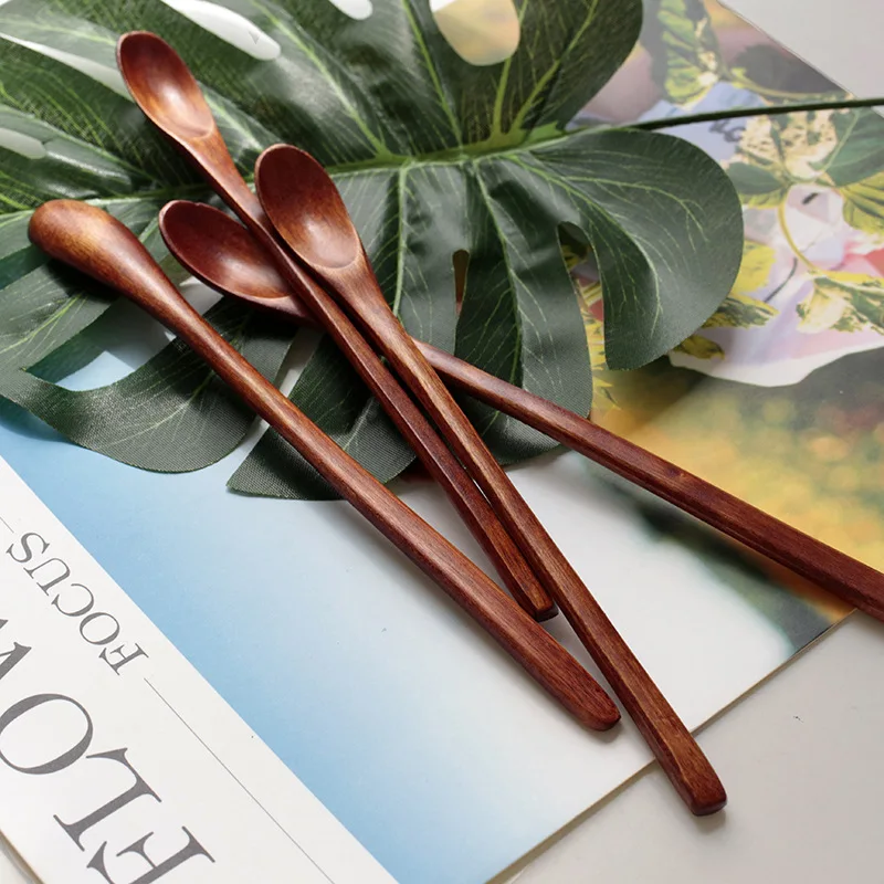 1 шт. футболка с длинными деревянные ложки для помешивания десерт Мёд Кофе ложка