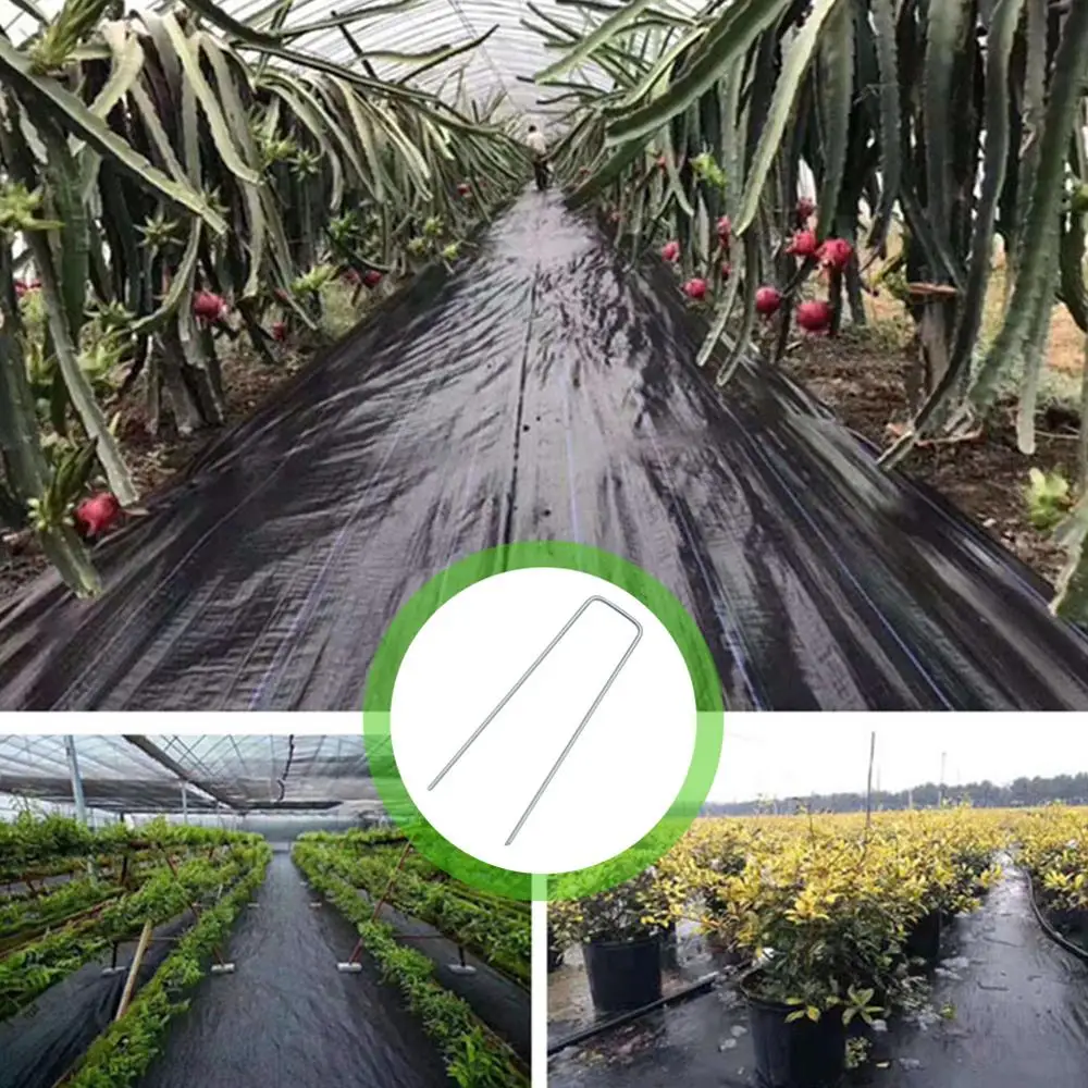 

50pcs/pack Galvanized Steel Garden Pile U-Shaped Nails Fixing Turf Tool for Fixing Weed Fabric Landscape Anti-bird Mesh Net
