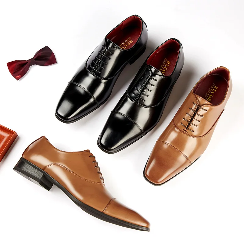 

New Men Dress Shoes Formal Shoes Men's Handmade Business Shoes Wedding Shoes Big Size Genuine Leather Lace-Up Male