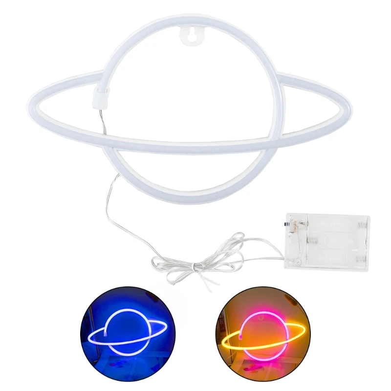 

MXLB Planet LED Neon Night Light Sign Battery Operated Wall Hanging Neon Lamp Decor