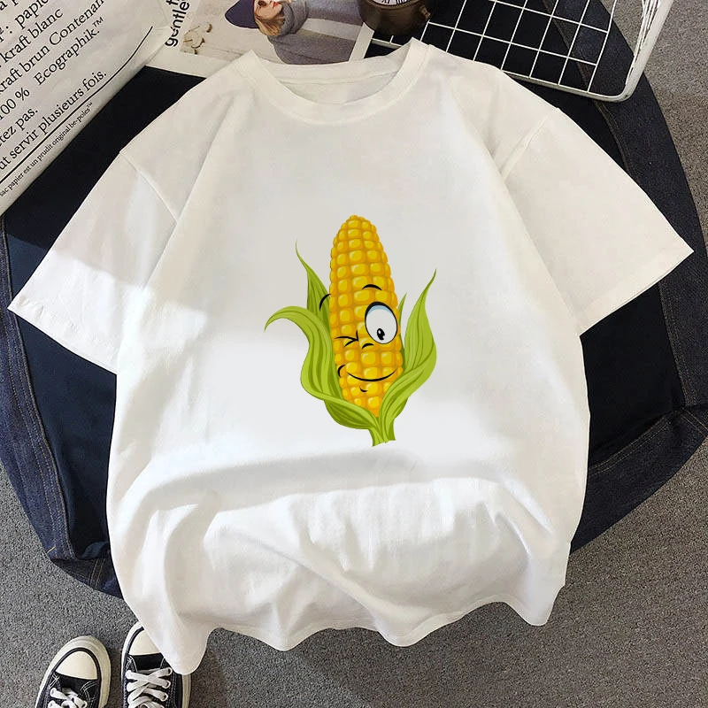 

Cartoon corn Harajuku Aesthetic T Shirts Women Ullzang Funny T-shirt 90s Vintage Tshirt Fashion Top Tees Female