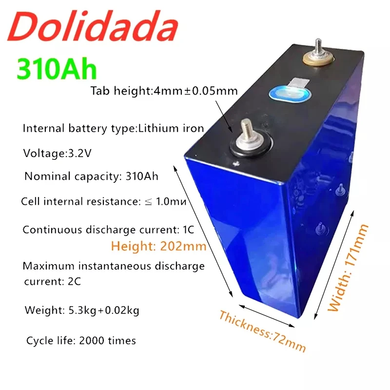 

100% original CATL 3.2V 310AH BRAND NEW Lifepo4 4PCS Grade A DIY Rechargeable Battery Pack EU US Tax Free With Busbars